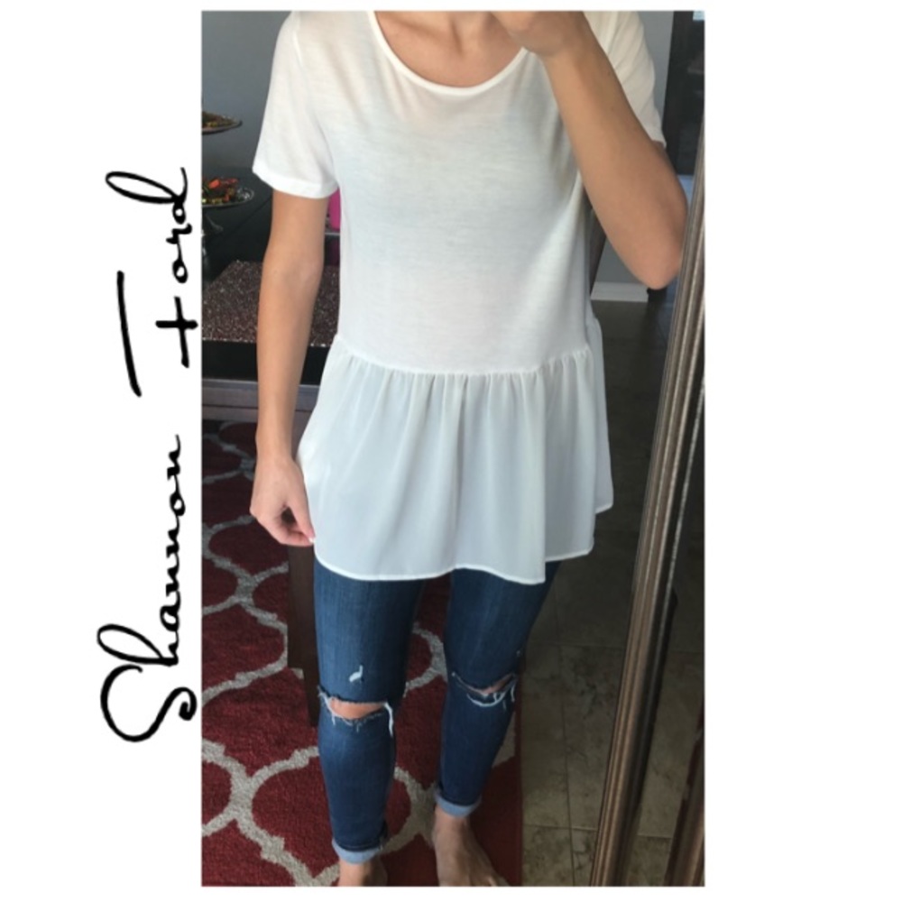White Peplum Top